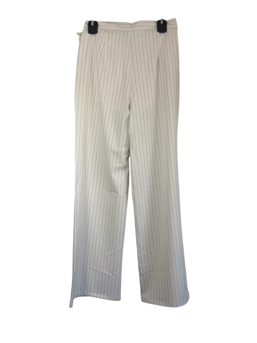 LUMIERE High Waisted Pinstripe Wide Leg Trousers Cream Pleated Dark Academia Sm - Picture 2 of 7